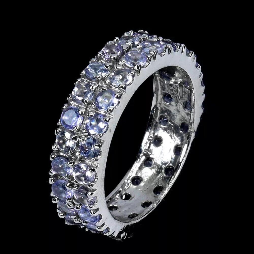 14k WHITE GOLD Round Blue Tanzanite 2.5mm Ring  MSRP $525